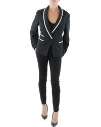 Le Suit - Woven Contrast Trim One-button Blazer - Lyst