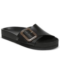 Vince Rumi Woven Slide Sandals in Black | Lyst