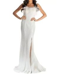 Sherri Hill - Feather Fringed Sequin Gown - Lyst