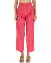 Alysi - High-Waisted Wool Pants With Pleated Front - Lyst