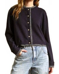 Miou Muse - Plaid Contrasted Button Front Cardigan - Lyst