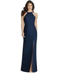 Dessy Collection - High-neck Backless Crepe Trumpet Gown - Lyst