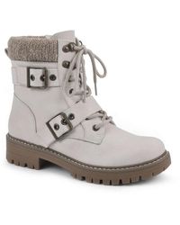 White Mountain - Marlee Faux Suede Lugged Sole Combat & Lace-up Boots - Lyst