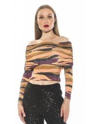 Alexia Admor - Ruched Off-Shoulder Cropped Knit Top - Lyst