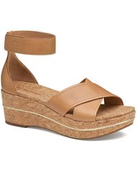 Johnston & Murphy - Gigi Faux Leather Ankle Strap Wedge Sandals - Lyst
