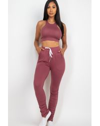 TRUEDAMES - Crop Tank Top & Ruched Pants Set - Lyst