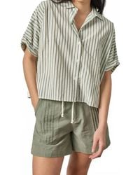 Lilla P - Striped Oversized Button Down Dolman Top - Lyst