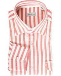 Sartorio Napoli - Jumbo Pinstripe Denim Snap Button Cotton Overshirt - Lyst