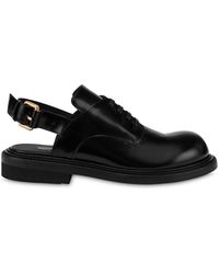Moschino - Front Lace-Up Calf Leather Sandals - Lyst