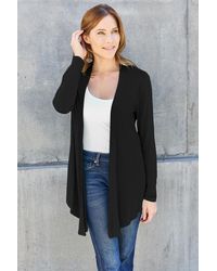 Fashnzfab - Full Size Open Front Long Sleeve Cardigan - Lyst