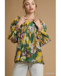 TRUEDAMES - Mix Abstract Print Balloon Sleeve Blouse - Lyst