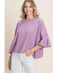 TRUEDAMES - Solid Cotton Casual Top - Lyst