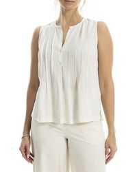 Max Studio - Pleated Button-Front Linen-Blend Blouse - Lyst