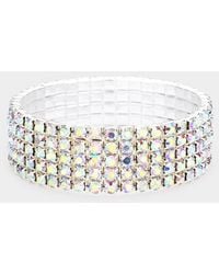 Fashnzfab - 5-Row Crystal Rhinestone Stretchable Bracelet Ab - Lyst