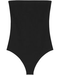 Courreges - Asymmetrical Button-Detail Bodysuit With Strapless Neckline - Lyst