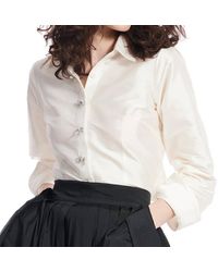 EMILY SHALANT - Crystal Bow Taffeta Shirt - Lyst