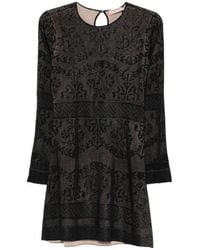 Twinset - Mini Dress With Textured Fabric And Floral Patterns - Lyst