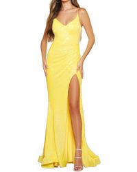 Ava Presley - V-Neck With Slit Prom Dress - Lyst