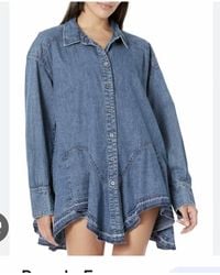 Free People - Denim Button-down Tunic - Lyst
