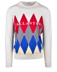 Ballantyne - Argyle Pattern Cream Knit Sweater - Lyst
