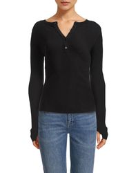 Enza Costa - Laundered Thermal Henley Top - Lyst