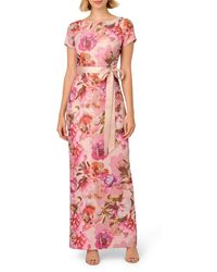 Papell Studio by Adrianna Papell - Printed Polyester Evening Dress - Lyst