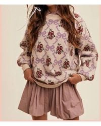 Listicle - Bow And Flower Knit Sweater - Lyst