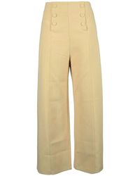 Suncoo - Wide-Leg Trousers With High Waist And Button Details - Lyst