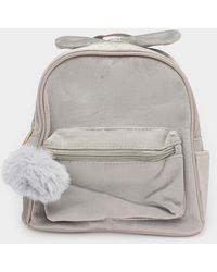 Fashnzfab - Bow Pointed Solid Faux Fur Pom Pom Backpack Bag - Lyst