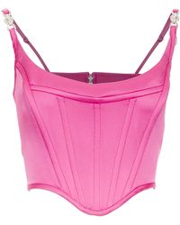 Versace - New Medusa '95 Satin Waterlilly Fuschia Boned Corset Top It38 Xs - Lyst