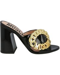 Moschino - Logo Buckle Heel Sandals - Lyst