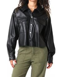 Olivaceous - Faux Leather Buttoned Jacket - Lyst