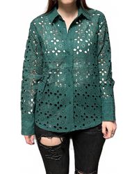 Bluivy - Jackie Eyelet Lace Button Down Top - Lyst