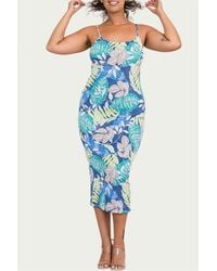 Blue Leopard - Tropical Stretch-Jersey Midi Dress - Lyst