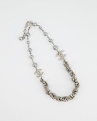 Chanel - With Pearl Crystal Choker With Cc Detail - Lyst