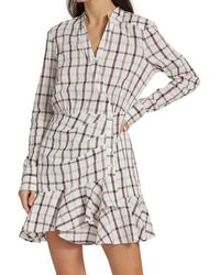 Veronica Beard - Sherry Long Sleeve Pleated Skirt Ruffle Trim Shirt Dress - Lyst