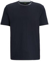 BOSS - Cotton-jersey Regular-fit T-shirt With Branded Collar - Lyst