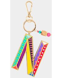 Fashnzfab - N- Geometric Patterned Wood Initial Monogram Keychain - Lyst
