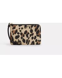 COACH - Corner Zip Wristlet With Leopard Print - Lyst