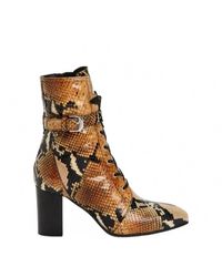 Aquatalia - Fawn Leather Snakeskin Lace Up Boots - Lyst