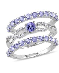 Mimi & Max - 1 4/5Ct Tgw Tanzanite And 1/10Ct Tw Diamond Infinity Stackable Bridal Ring Set - Lyst