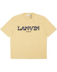 Lanvin - Light Beige Cotton Curb Logo Short Sleeve T-shirt - Lyst