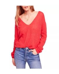 Free People - Coral Knit Gossamer V-Neck Sweater - Lyst