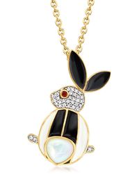 Ross-Simons - Mother-of-pearl And Multicolored Enamel Rabbit Pendant Necklace - Lyst