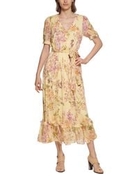Calvin Klein - Floral Print Tea Length Maxi Dress - Lyst