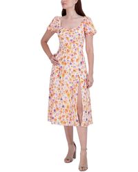 BCBGeneration - Knee Length Floral Print Midi Dress - Lyst