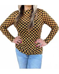 Sterling Kreek - Checkered Long Sleeve Top - Lyst