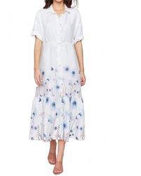 Charlie b - Printed Linen Blend Button-Front Maxi Shirt Dress - Lyst
