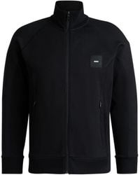 BOSS - Cotton Zip-Neck Sweatshirt With Double B Monogram - Lyst