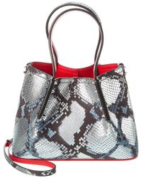 Christian Louboutin - Cabarock Mini Snake-embossed Leather Tote - Lyst